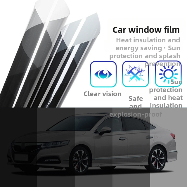 Automobilio langų plėvelė, PET šiluminės izoliacijos plėvelė, šviesos pralaidumas 5–80%, šiluminė izoliacija 40–90%, UV apsauga 60–99%, storis 2 mil