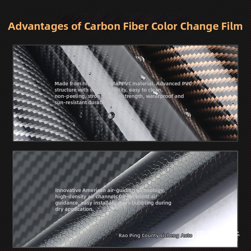 Полиетиленово фолио за автомобил с висок гланц и карбонова текстура, геометричен модел, самозалепващо фолио, за предната част, капак, багажник, покрив, задна част и страни