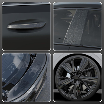 Automobilio durų slenksčio juostelė su anti-slydimo paviršiumi ir anglies pluošto raštu (PVC medžiaga • Hyxpy • 1 metų garantija)