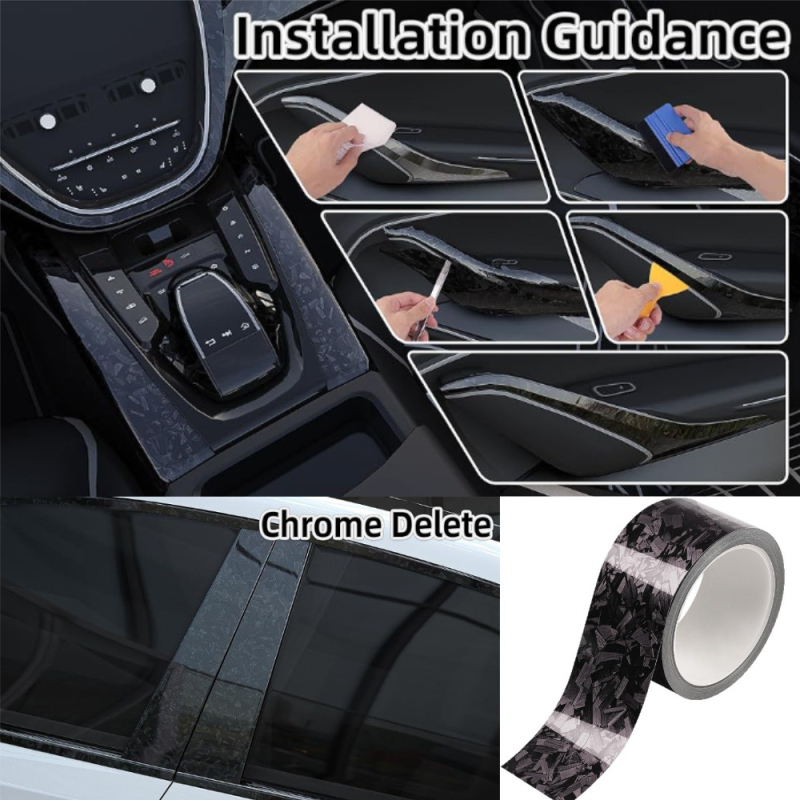 Automobilio durų slenksčio juostelė su anti-slydimo paviršiumi ir anglies pluošto raštu (PVC medžiaga • Hyxpy • 1 metų garantija)