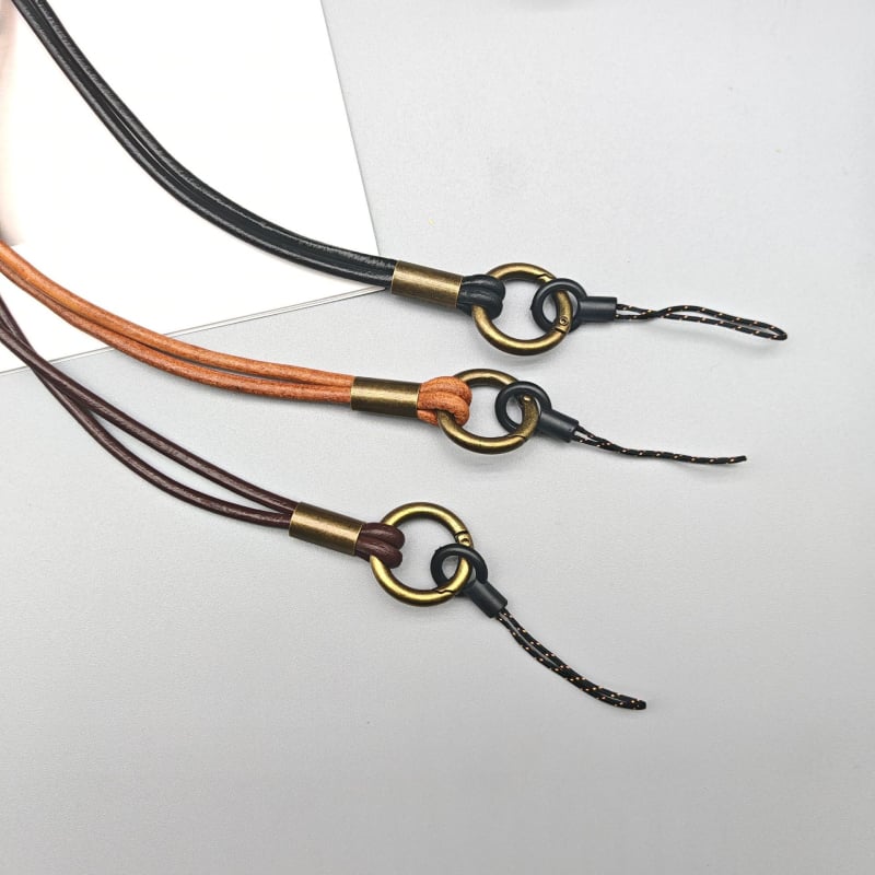 Duga ručno izrađena kožna lanyard za mobitel, unisex, metalna kopča, prilagodljiva duljina, bez privjeska