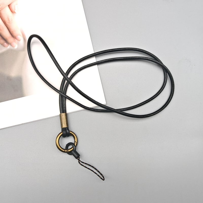 Duga ručno izrađena kožna lanyard za mobitel, unisex, metalna kopča, prilagodljiva duljina, bez privjeska