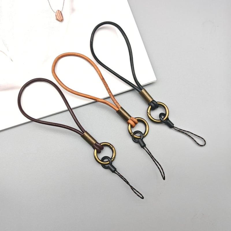 Duga ručno izrađena kožna lanyard za mobitel, unisex, metalna kopča, prilagodljiva duljina, bez privjeska