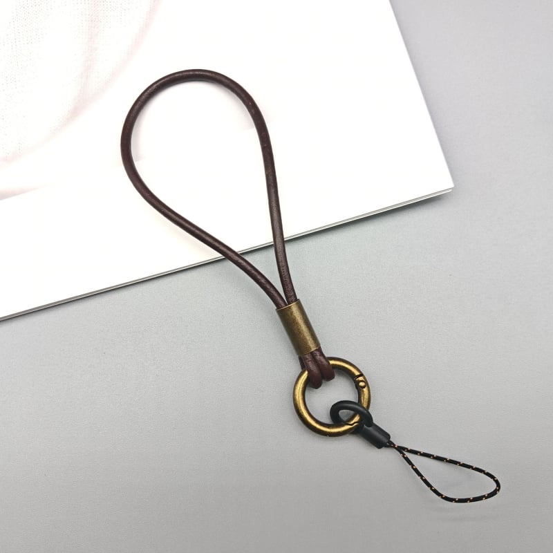 Duga ručno izrađena kožna lanyard za mobitel, unisex, metalna kopča, prilagodljiva duljina, bez privjeska