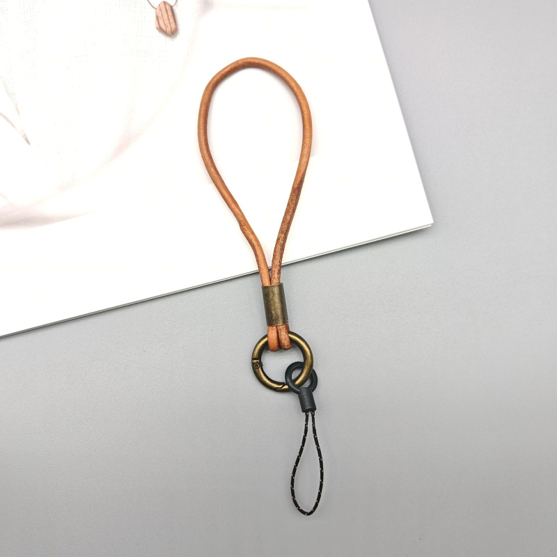 Duga ručno izrađena kožna lanyard za mobitel, unisex, metalna kopča, prilagodljiva duljina, bez privjeska