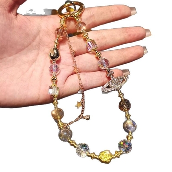 Ručni izradeni lanyard za mobitel s kristalnim perlama – umjetni kristal, PVC užad, metalna kopča, ženski stil