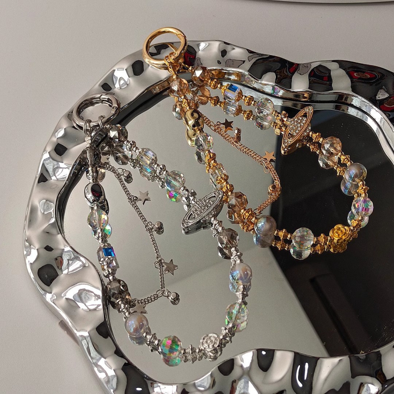 Ručni izradeni lanyard za mobitel s kristalnim perlama – umjetni kristal, PVC užad, metalna kopča, ženski stil