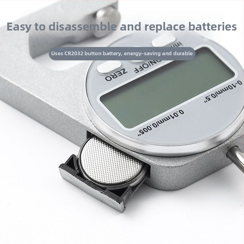 Elektroniskais digitālais biezuma mērinstruments ar augstu precizitāti — mikrometra kalibrators ar plakano un šauru galu, paredzēts stikla, papīra un lokšņu materiālu biezumam