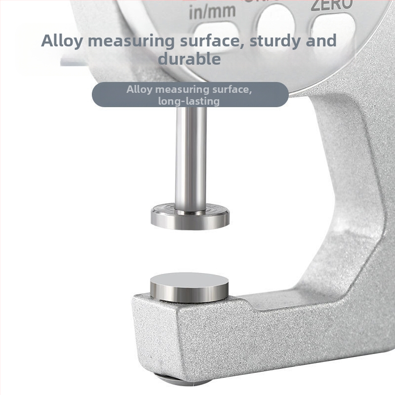 Elektroniskais digitālais biezuma mērinstruments ar augstu precizitāti — mikrometra kalibrators ar plakano un šauru galu, paredzēts stikla, papīra un lokšņu materiālu biezumam