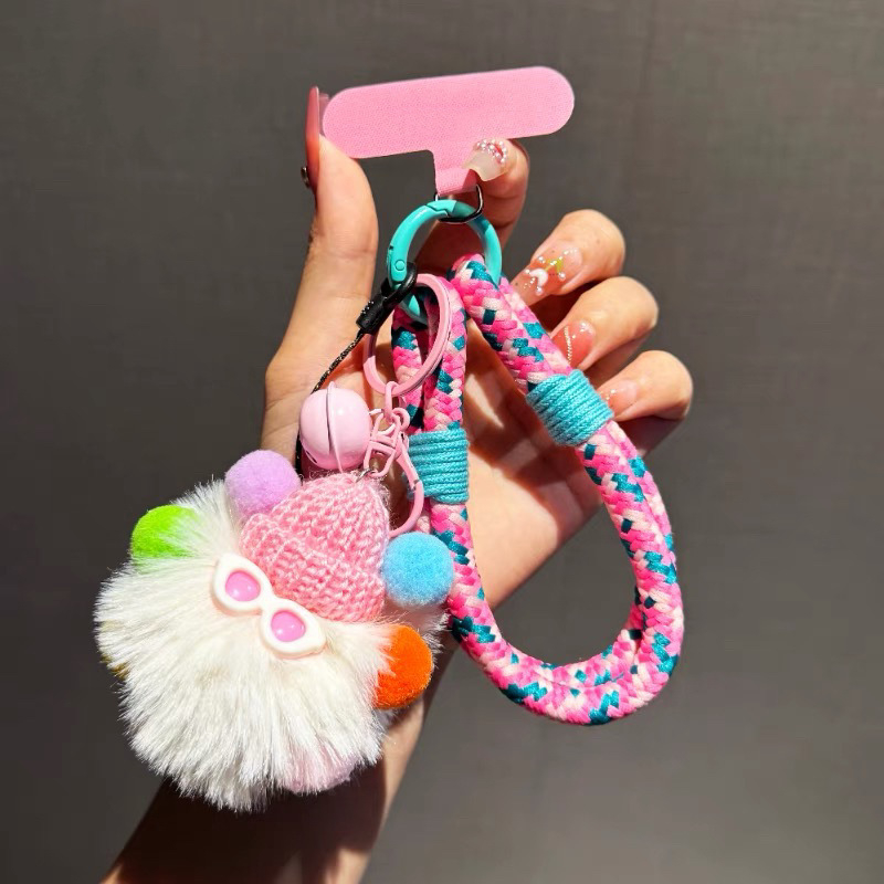 Crossbody torbica za telefon s pletenim užetom i visećom dekoracijom torbe (Materijal: akril; Stil: crtani; Model: viseća dekoracija torbe; Proljeće 2025; Porijeklo: Jieyang)