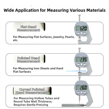 Digitālais biezuma mērītājs, elektroniskais biezuma mērītājs, mini kalipers, mērījumu diapazons 0-10 mm un 0-20 mm, plakanais gals, asais gals un izliektais gals, Cassiolo