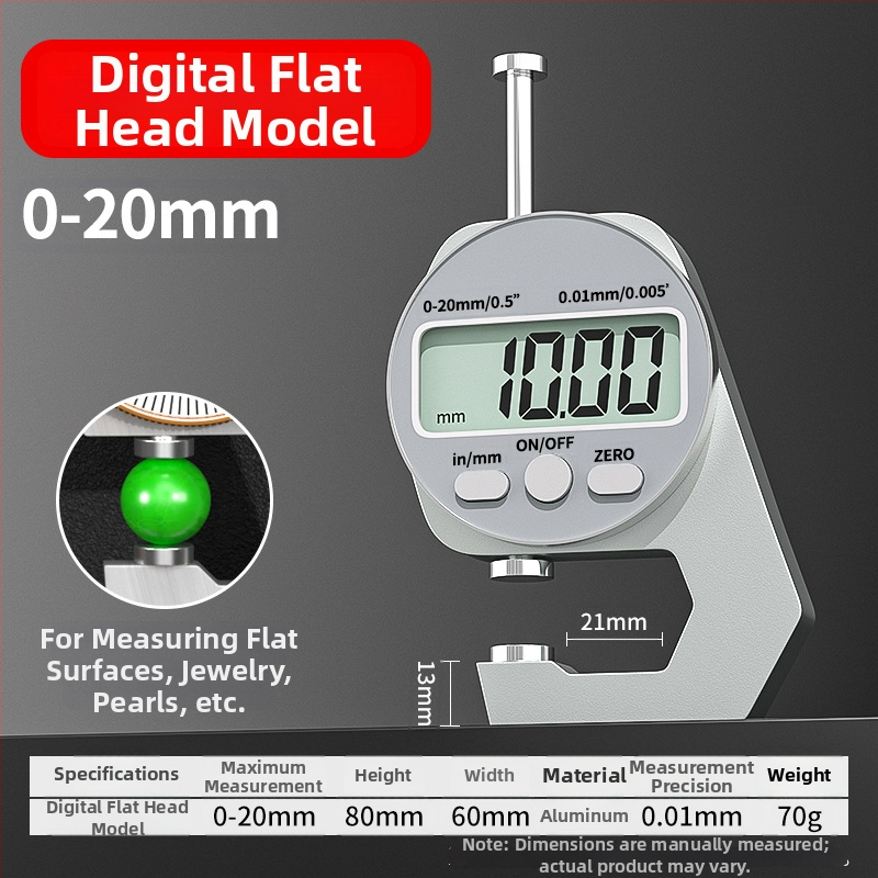 Digitālais biezuma mērītājs, elektroniskais biezuma mērītājs, mini kalipers, mērījumu diapazons 0-10 mm un 0-20 mm, plakanais gals, asais gals un izliektais gals, Cassiolo