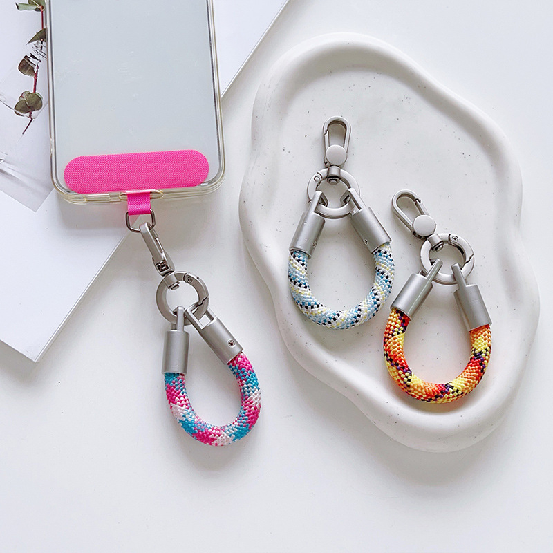 Ланярд за телефон с полиестерово въже и метална катарама, унисекс, ключодържател за камера, къс плетен дизайн