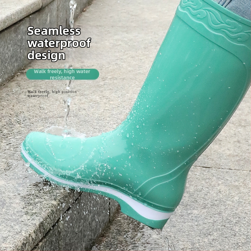 Női esőcsizma PVC felsőrész, magas cső, csúszásmentes, kopásálló, négy évszakos