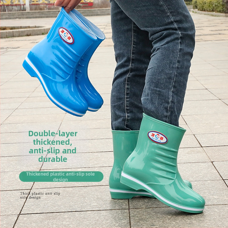 Női esőcsizma PVC felsőrész, magas cső, csúszásmentes, kopásálló, négy évszakos