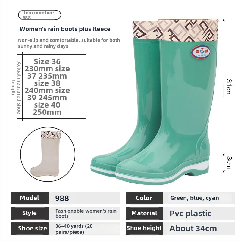 Női esőcsizma PVC felsőrész, magas cső, csúszásmentes, kopásálló, négy évszakos