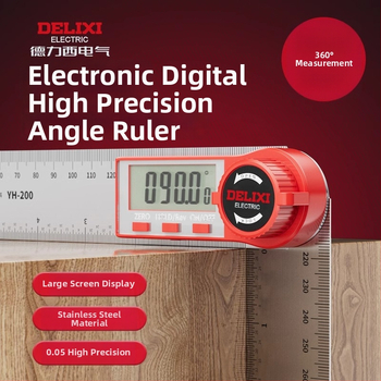 Delixi digitālais leņķu mērinstruments ar displeju koksnes apstrādei, 90° un 360° mērījums