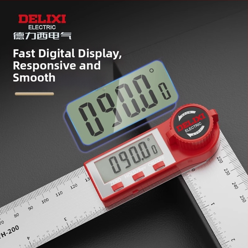 Delixi digitālais leņķu mērinstruments ar displeju koksnes apstrādei, 90° un 360° mērījums