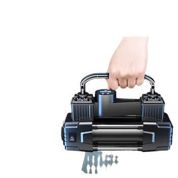 Αντλία αέρα αυτοκινήτου με διπλό κύλινδρο, 220W, τροφοδοσία 12V από αναπτήρα, φορητή αντλία υψηλής πίεσης με μετρητή πίεσης ελαστικών