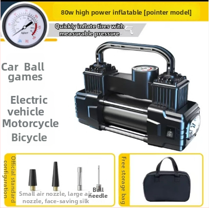 Dvojvalcová automobilová pumpa na vzduch, 220W, 12V napájanie zo zapaľovača, prenosný vysokotlakový nafukovač s manometrom