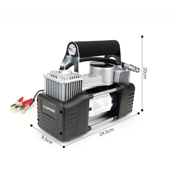Prijenosna električna pumpa za auto gume, dvostruki cilindar, 12V, 200W, 70 L/min, manometar