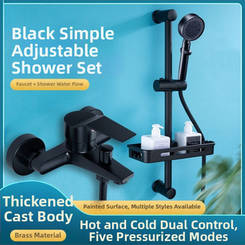 Set de duș cu robinet amestec rece-cald, cap de duș și robinet de cadă, cupru, finisaj cromat, certificat CE