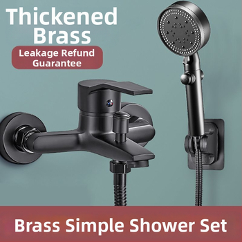 Set de duș cu robinet amestec rece-cald, cap de duș și robinet de cadă, cupru, finisaj cromat, certificat CE