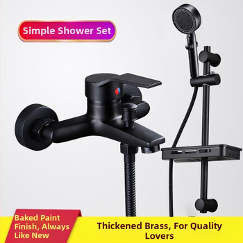 Set de duș cu robinet amestec rece-cald, cap de duș și robinet de cadă, cupru, finisaj cromat, certificat CE