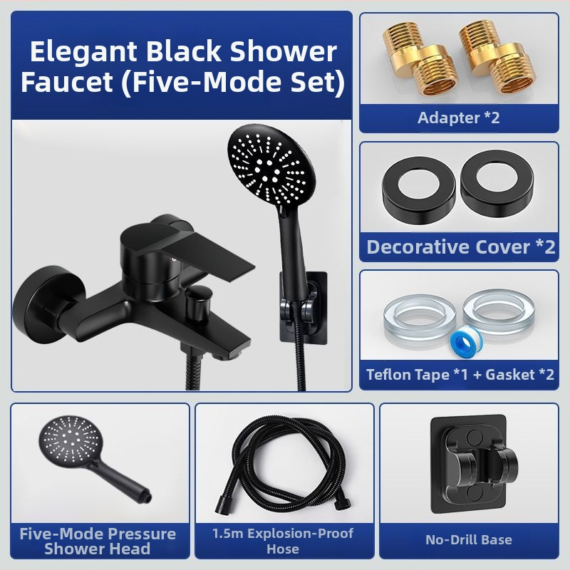 Set de duș cu robinet amestec rece-cald, cap de duș și robinet de cadă, cupru, finisaj cromat, certificat CE