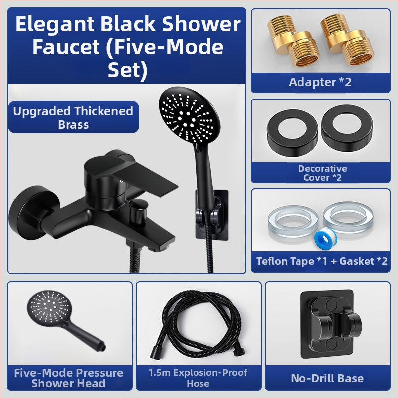 Set de duș cu robinet amestec rece-cald, cap de duș și robinet de cadă, cupru, finisaj cromat, certificat CE
