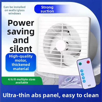 Fali szerelésű ventilátor, háromlapátos, csendes, réz motor, távirányító, konyha- és fürdőszobai szellőztetéshez