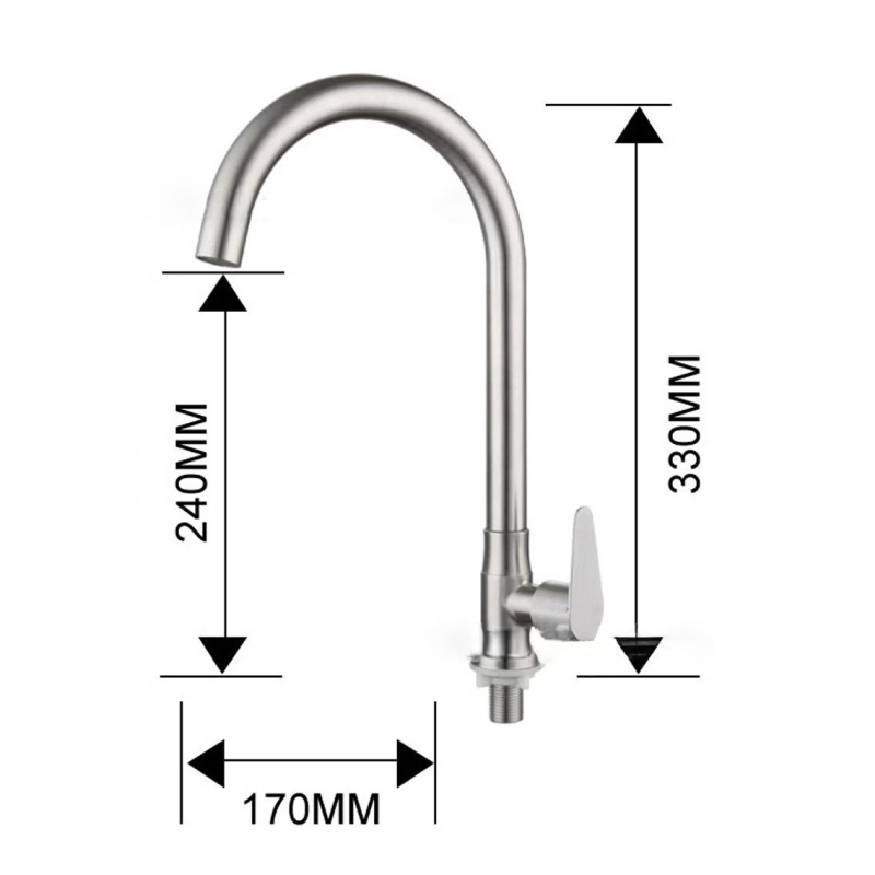 DM 3005 Неръждаема стомана кухненски смесител, 15 мм вход/изход, керамичен дисков клапан