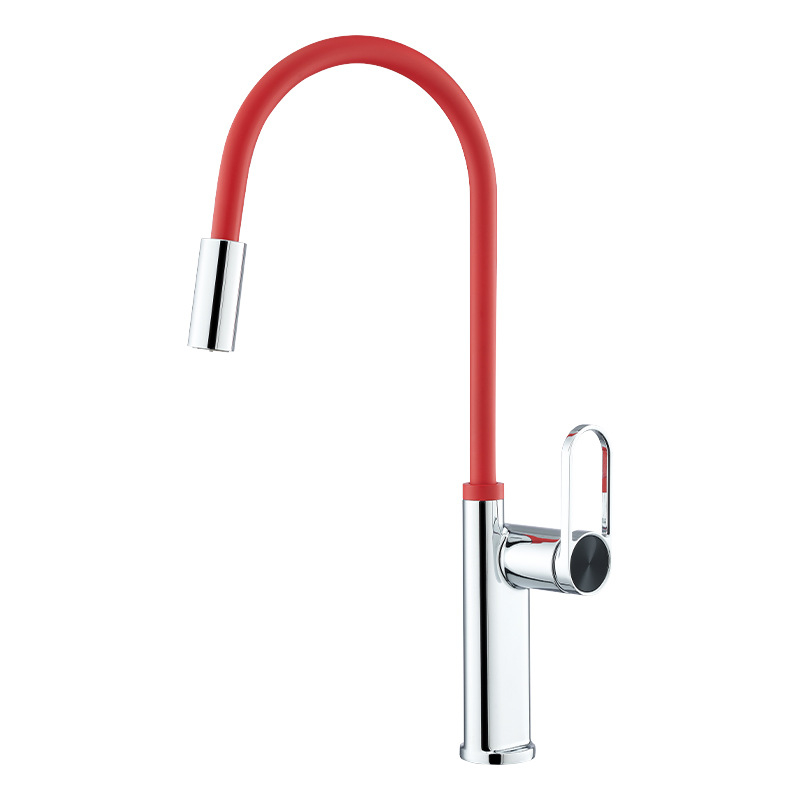 Кухненски смесител за мивка с подвижна пръскачка, цинкова сплав, керамичен дисков клапан, 1/2 инча вход/изход, температура на работа 0–90°C