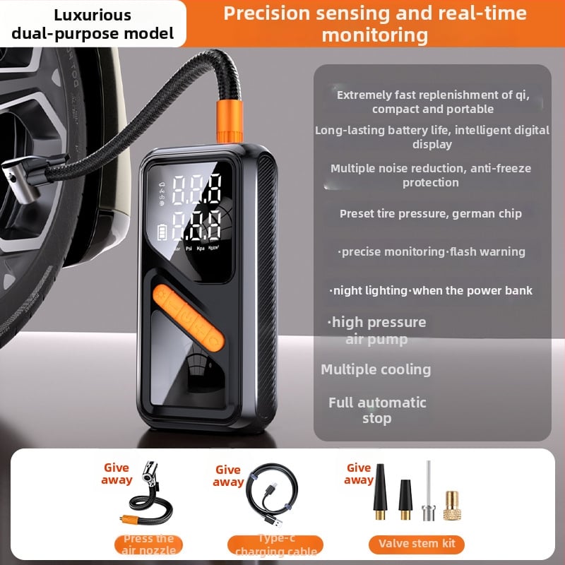 Φορητή ασύρματη αντλία αέρα αυτοκινήτου με ψηφιακή οθόνη – 12V, 100W, 40 L/min, επαναφορτιζόμενη, γρήγορη πλήρωση