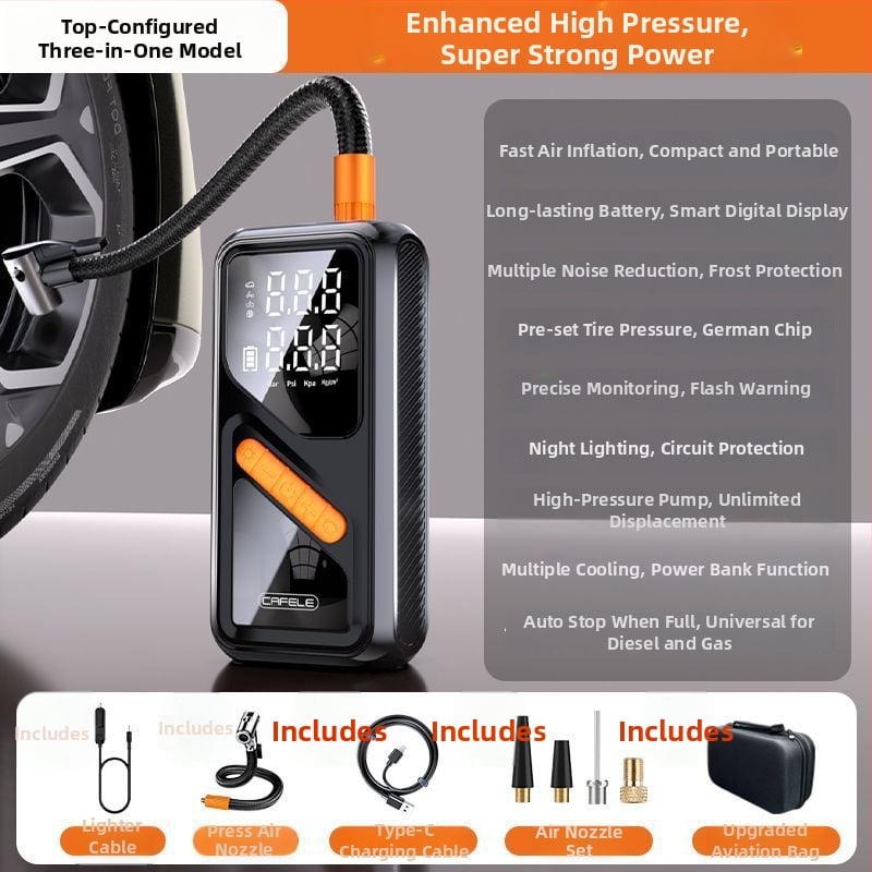 Φορητή ασύρματη αντλία αέρα αυτοκινήτου με ψηφιακή οθόνη – 12V, 100W, 40 L/min, επαναφορτιζόμενη, γρήγορη πλήρωση