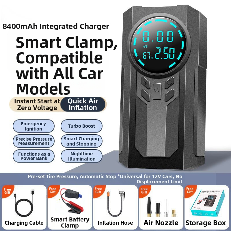 Bezdrôtová automobilová pumpa s jedným valcom, 14,8V, 120W, 4 BAR, 35 L/min, Digitálny displej