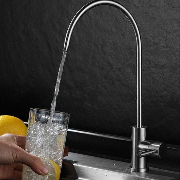 Електрически кран за пречистена вода, корпус от неръждаема стомана, керамичен диск на клапана, спирално отваряне, моноблок дизайн