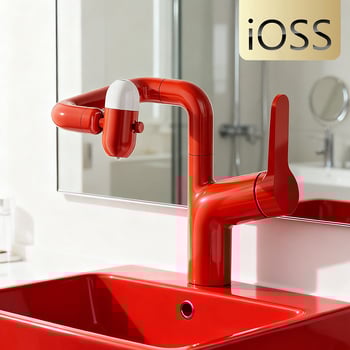Издърпващ се мултифункционален смесител за умивалник, модел DF-928, меден корпус, керамичен дисков вентил, контрол топла/студена вода, работна температура 20–100 °C, марка ioss