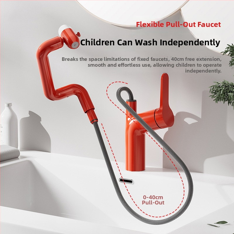 Издърпващ се мултифункционален смесител за умивалник, модел DF-928, меден корпус, керамичен дисков вентил, контрол топла/студена вода, работна температура 20–100 °C, марка ioss