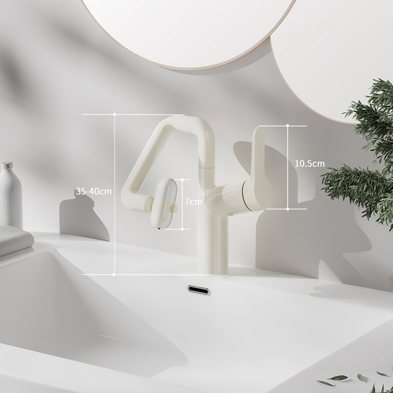 Издърпващ се мултифункционален смесител за умивалник, модел DF-928, меден корпус, керамичен дисков вентил, контрол топла/студена вода, работна температура 20–100 °C, марка ioss