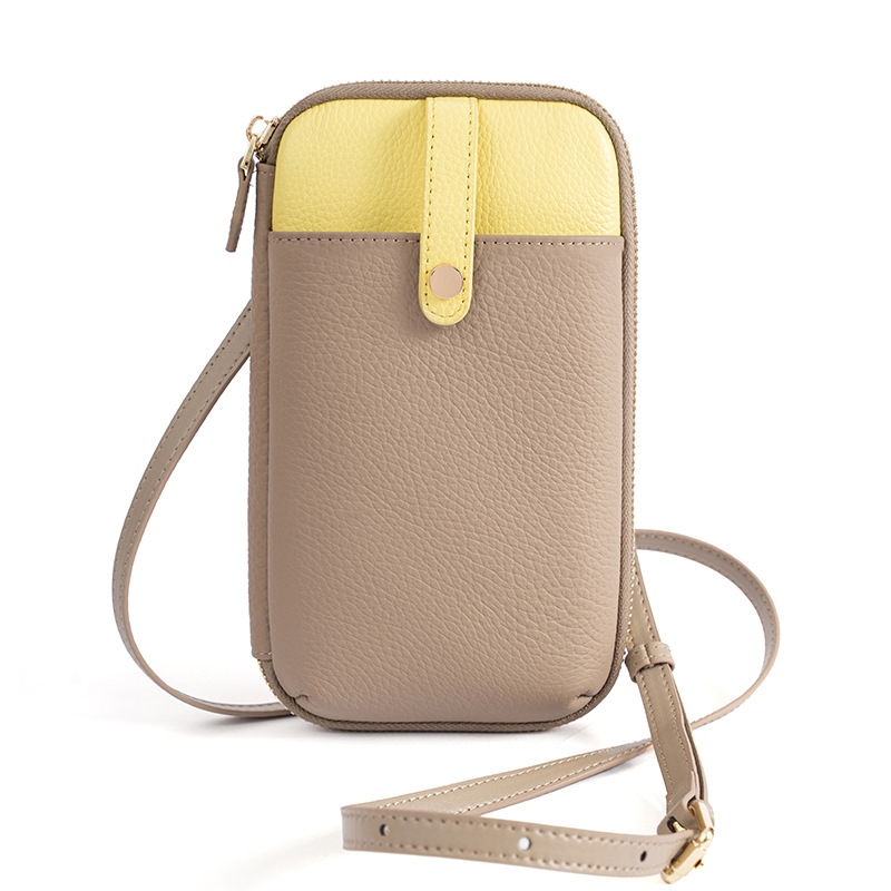 Modern Paul ženska kožna torbica za telefon — vertikalni kvadratni oblik, crossbody s zatvaračem na zip, unutarnja džep sa zipom
