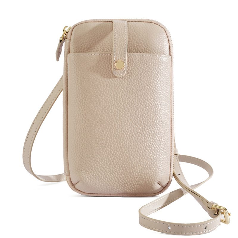 Modern Paul ženska kožna torbica za telefon — vertikalni kvadratni oblik, crossbody s zatvaračem na zip, unutarnja džep sa zipom