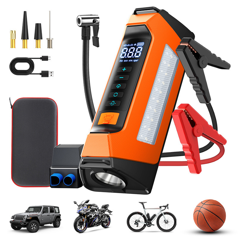 Automobilski hitni startni uređaj sa ugrađenom pumpom za zrak – sve u jednom, 12V, 80W, 35 L/min, digitalni zaslon, USB punjenje