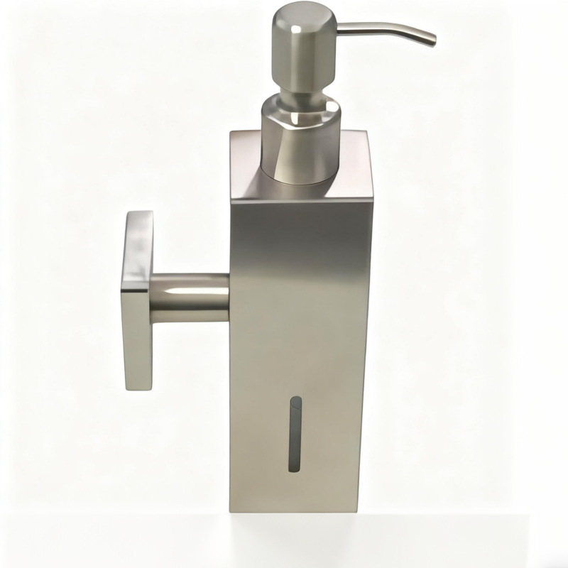 Дозатор за сапун от неръждаема стомана, матово четкан финиш, покритие с висока температура, ръчно натискане, монтаж без пробиване