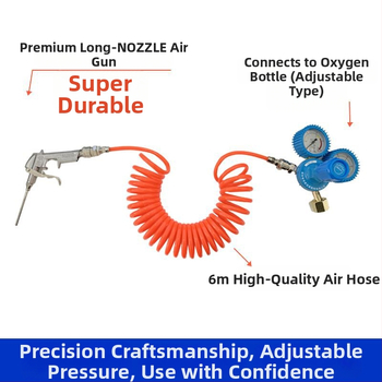 Pūtina garās mutes uzpildes pistole zivju somiem, skābekļa piegādes instruments ar skābekļa cauruli, spiediena mērītājs, vieno- un divpozīciju skābekļa komplekti, loģistikas iepakojums