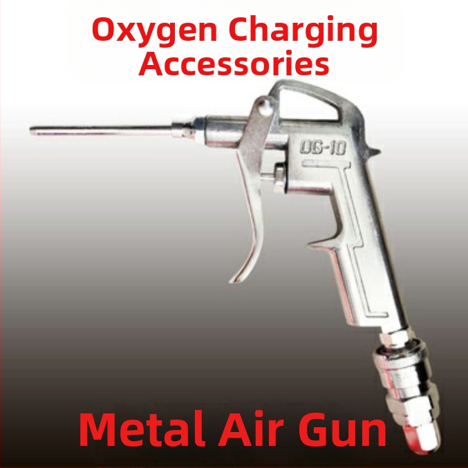 Pikk-suu pumppüstol kalapakendite jaoks, hapnikutoimingute tööriist koos hapnikuvoolikuga, rõhuandur, ühe- ja kahepositsiooniline hapnikukomplekt logistilisele pakendamisele