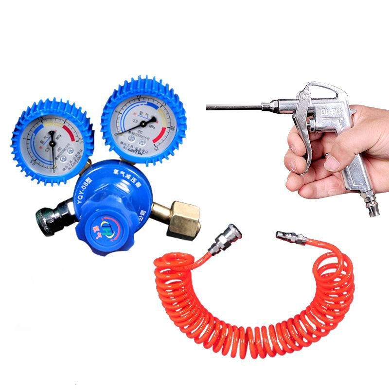 Pūtina garās mutes uzpildes pistole zivju somiem, skābekļa piegādes instruments ar skābekļa cauruli, spiediena mērītājs, vieno- un divpozīciju skābekļa komplekti, loģistikas iepakojums