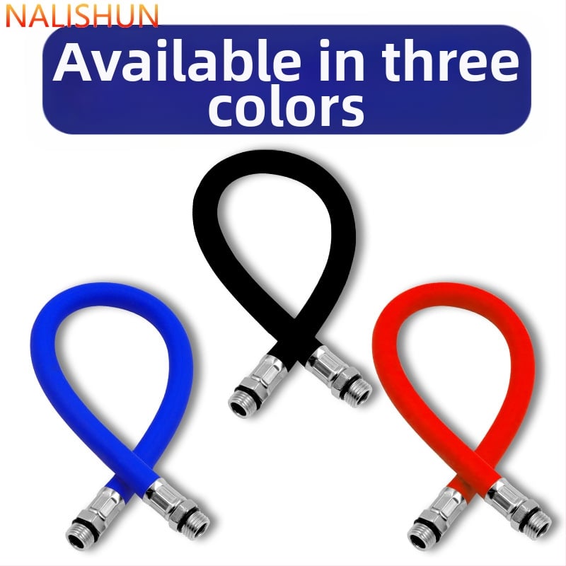 Gumi anyagú keréknyomás-fújó tömlő hosszabbító, önzáró csatlakozóval