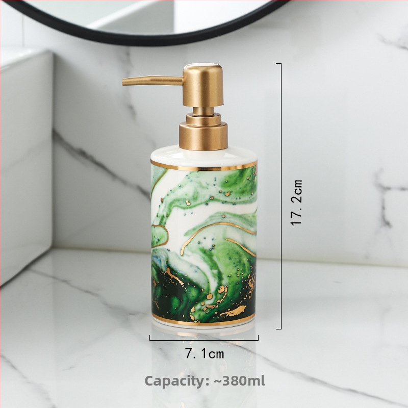 Keramická fľaša s pumpou na lotion, značka Set map, svetlý luxusný štýl, funkcia – ručné stlačenie, hmotnosť 280 g