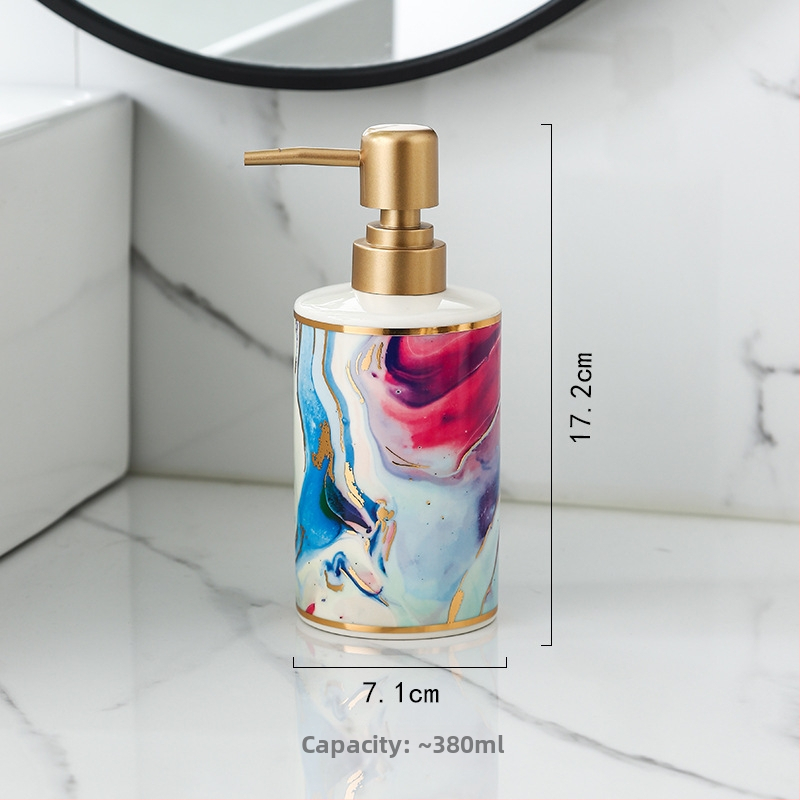 Keramická fľaša s pumpou na lotion, značka Set map, svetlý luxusný štýl, funkcia – ručné stlačenie, hmotnosť 280 g
